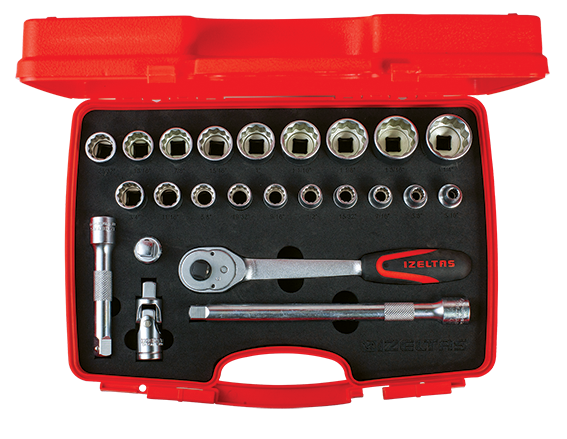 İzeltaş 19 1/2” Onıkı Köşe Lokma Anahtar Takımı (24 Parça, mm)