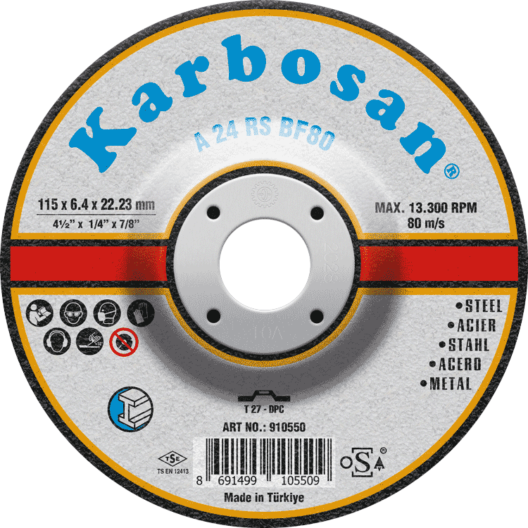 KARBOSAN 180×8.0×22.23 Metal Taşlama Diskleri