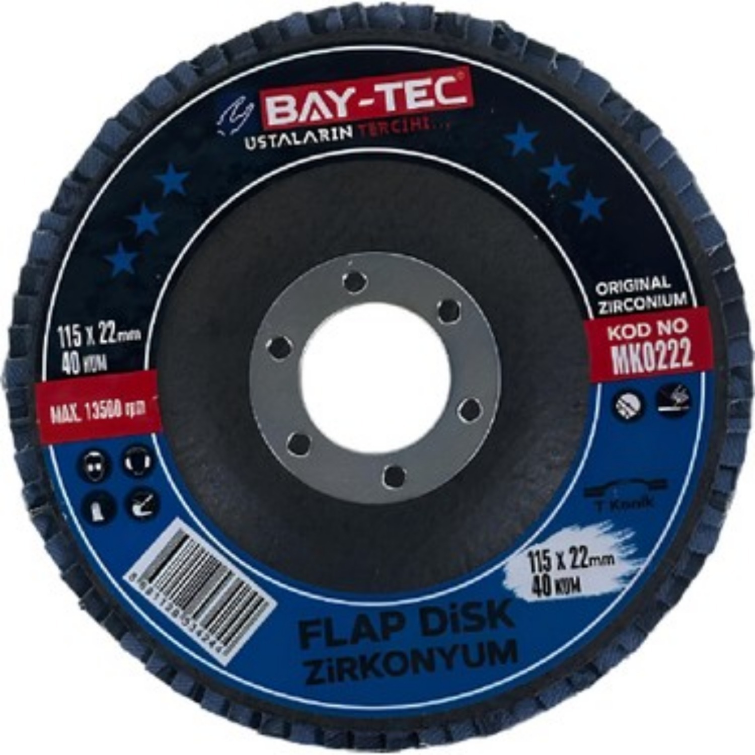 115×22 mm P80 Zirkonyum Flap Disk Baytec