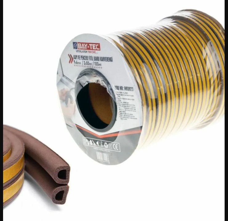 Baytec Kauçuklu Kapi Pencere Bandi 2X50 mt Kahve