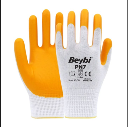 Beybi Naylon Nitril Eldiven PN7 (El-K7) Sari NO:10