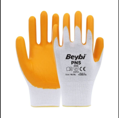 Beybi Naylon Nitril Eldiven PN5 Sari NO:9