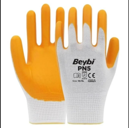 Beybi Naylon Nitril Eldiven PN5 Sari NO:10