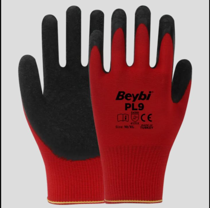 Beybi PL9 Nitril Eldiven Kirmizi-Siyah NO:10