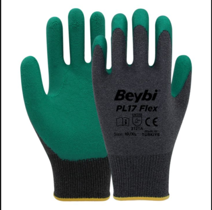 Beybi Pl-17 Flex Lateks Eldiven Yeşil- Gri NO:9