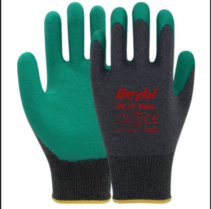 Beybi Pl-17 Flex Lateks Eldiven Yeşil- Gri NO:10