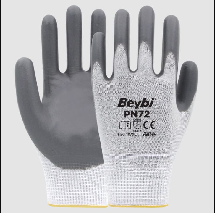 Beybi Nitril Eldiven Beyaz Gri PN72 No: 10
