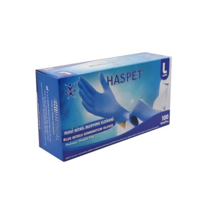 Haspet Mavi Pudrasiz Nitril Muayene Eldiveni L