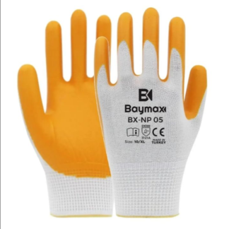 BAYMAX NAYLON NİTRİL ELDİVEN NP05 SARI-BEYAZ NO:9