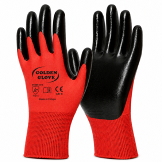 GOLDEN GLOVE NAYLON NİTRİL ELDİVEN KIRMIZI NO:10