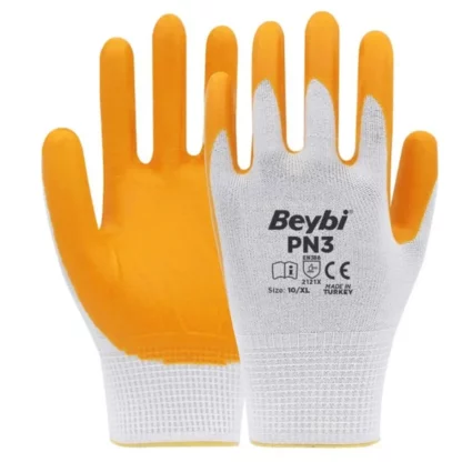 NO:10 Naylon Nitril Eldiven PN3 Sari Beybi