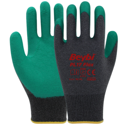 NO:10 Pl-17 Flex Lateks Eldiven Yeşil- Gri Beybi