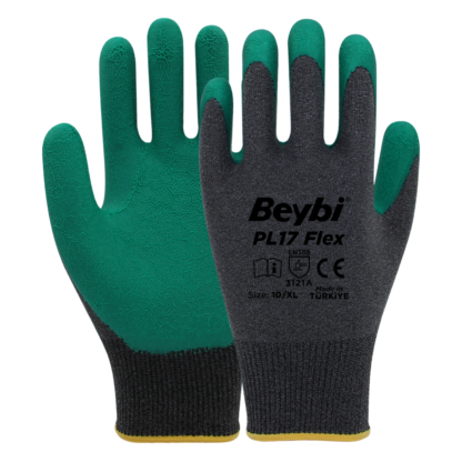NO:9 Pl-17 Flex Lateks Eldiven Yeşil- Gri Beybi