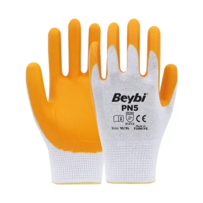 NO:9 Naylon Nitril Eldiven PN5 Sari Beybi