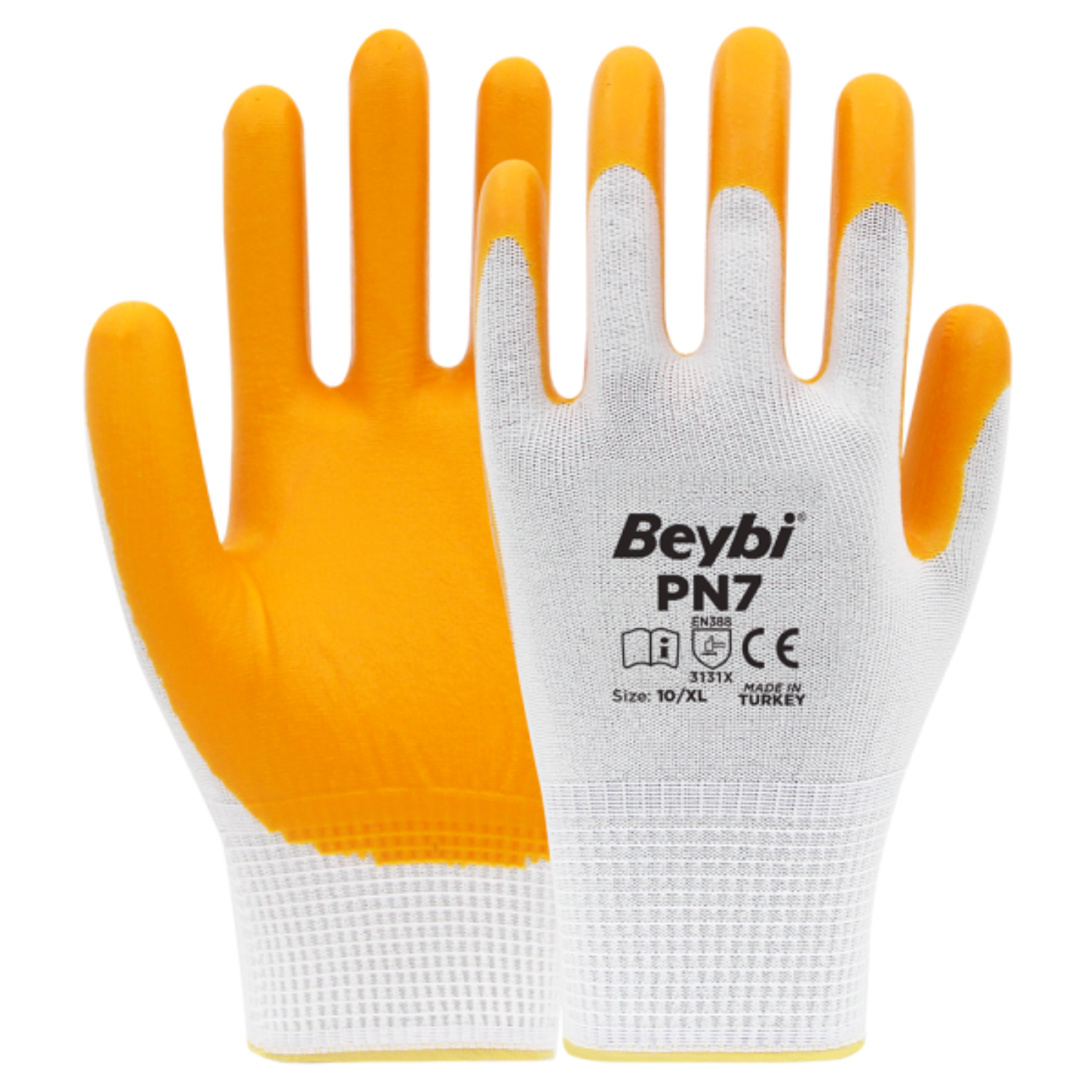 NO:9 Naylon Nitril Eldiven PN7 (El-K7) Sari Beybi