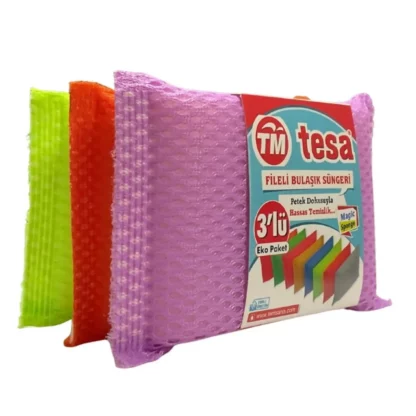 Tesa Temizlik Pileli Bulaşik Süngeri 3 Lü Tm-460