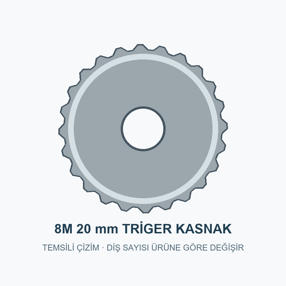 8M 20 Pilot Delikli Triger Kasnak 34 Diş - Çelik